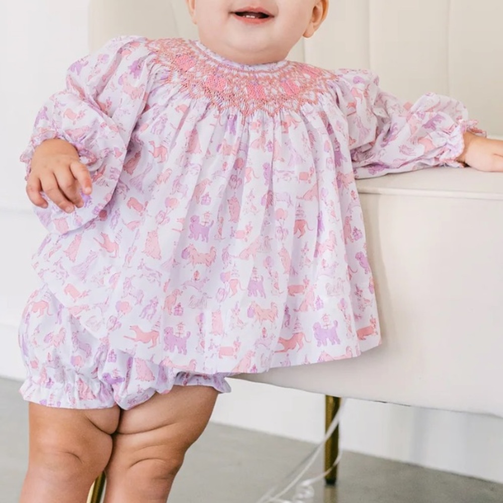 Poppy Kids Co - Party Dog smocked birthday set